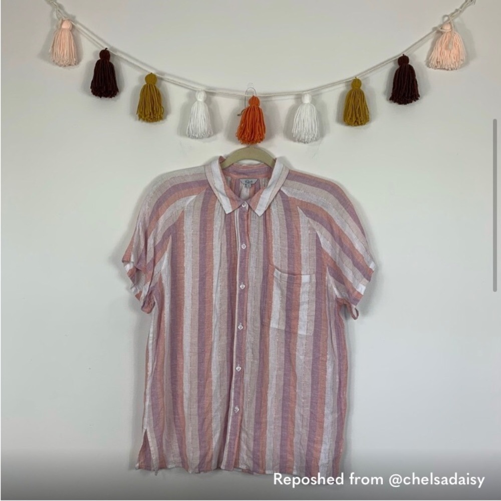 Rails pink stripe summer button down shirt